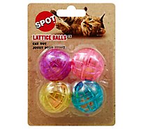 SPOT Cat Toy Lattice Balls With Bell Card - 4 Count