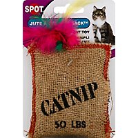 SPOT Cat Toy Jute & Feather Sack With Catnip Card - Each - Image 2