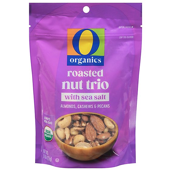 O Organics Organic Nut Trio Roasted with Sea Salt - 8 Oz