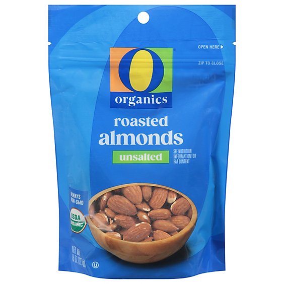 O Organics Organic Almonds Roasted Unsalted - 8 Oz