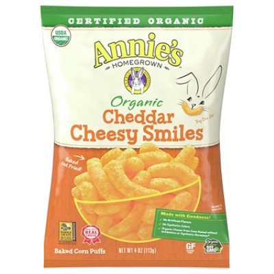 Annies Homegrown Baked Corn Puffs Organic Cheddar Cheesy - 4 Oz - Image 1