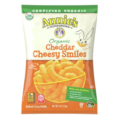 Annies Homegrown Baked Corn Puffs Organic Cheddar Cheesy - 4 Oz
