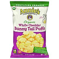 Annies Homegrown Baked Corn Puffs Organic White Cheddar Bunny Tail - 4.3 Oz - Image 3