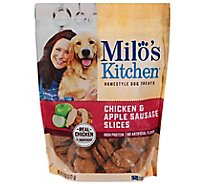 Milos Kitchen Dog Treats Home Style Chicken & Apple Sausage Slices Pouch - 18 Oz