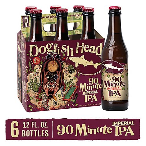  Dogfish Head Beer IPA 90 Minute Pack In Bottles - 6-12 Fl. Oz. 