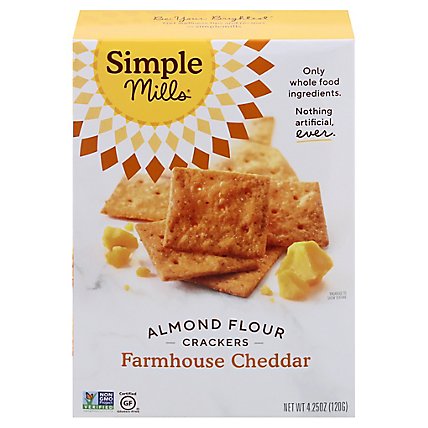 Simple Mills Crackers Almond Flour Farmhouse Cheddar - 4.25 Oz - Image 3
