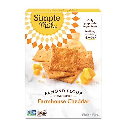 Simple Mills Crackers Almond Flour Farmhouse Cheddar - 4.25 Oz - Image 2