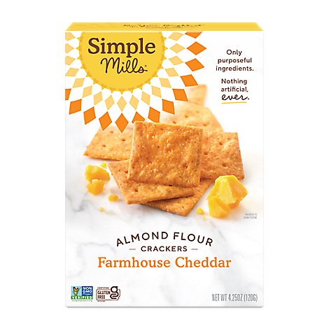 Simple Mills Crackers Almond Flour Farmhouse Cheddar - 4.25 Oz