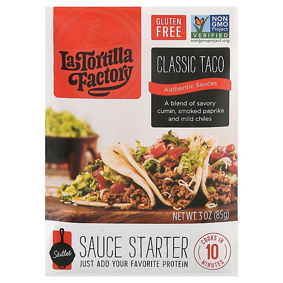 La Tortilla Factory Sauce Starter Skillet Classic Taco Box - 3 Oz