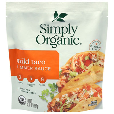 Simply Organic Simmer Sauce Mild Taco for Chicken Pouch - 8 Oz - Image 3