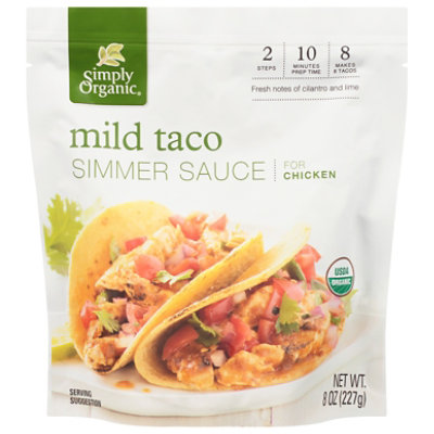 Simply Organic Simmer Sauce Mild Taco for Chicken Pouch - 8 Oz