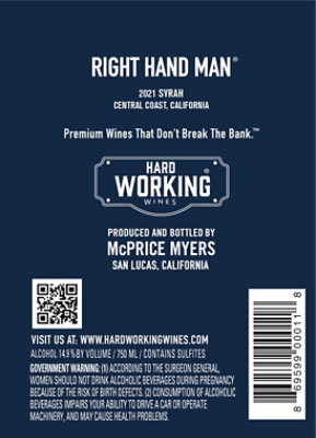 Mcprice Myers Syrah Right Hand Man Wine - 750 Ml - Image 3