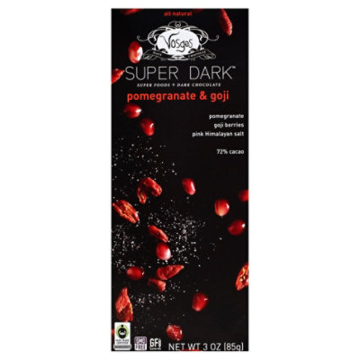 Vosges Super Dark Super Foods + Dark Chocolate Pomegranate & Goji 72% Cacao - 3 Oz