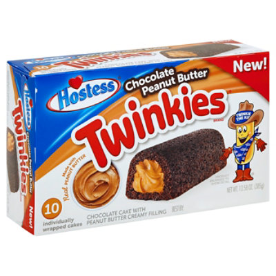 Hostess Chocolate Cake Twinkies with Peanut Butter Creamy Filling 10 count - 13.58 Oz