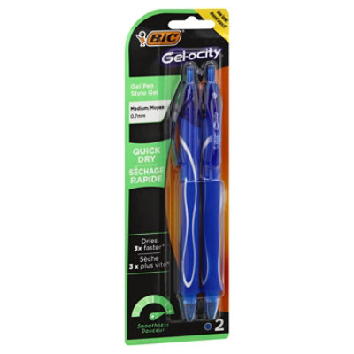 Bic Gelocity Blue Quick Dry Medium Point Pen - 2 Count - Image 1