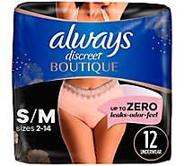 Always Discreet Boutique High Rise Maximum Size S/M Rosy Incontinence Underwear - 12 Count