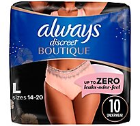 Always Discreet Boutique High Rise Maximum Rosy Large Incontinence Underwear - 10 Count