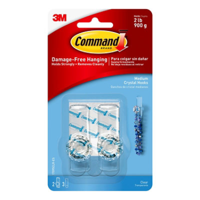 Command Hook 2 Clear Crystal Hooks With 3 Strips Medium - 1 Count - Image 2