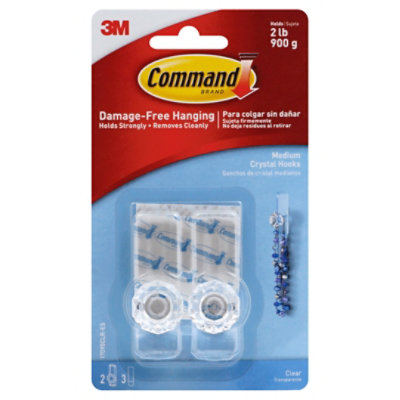 Command Hook 2 Clear Crystal Hooks With 3 Strips Medium - 1 Count - Image 1