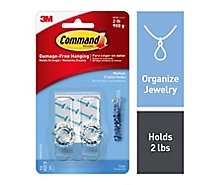 Command Hook 2 Clear Crystal Hooks With 3 Strips Medium - 1 Count