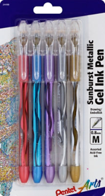 Pentel Sunburst Metallic Gel Ink Pens - 5 Count - Image 2