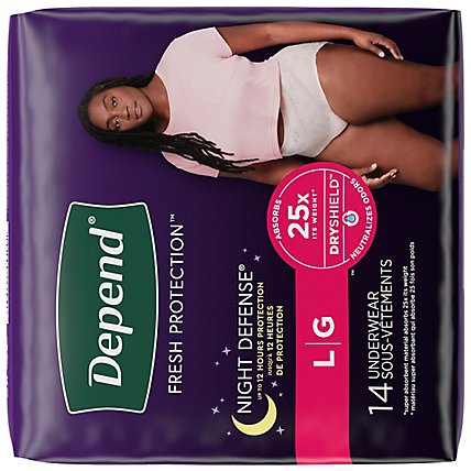 Depend Night Defense Women's Overnight Adult Large Incontinence Underwear - 14 Count - Image 9