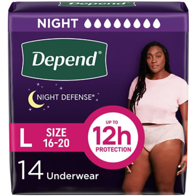 Depend Night Defense Adult Large Blush Absorbency Incontinence Underwear - 14 Count - Image 1