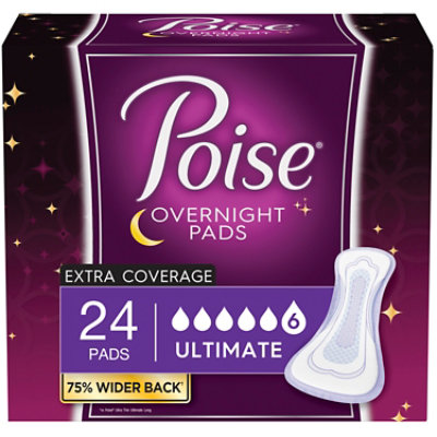 Poise Incontinence Pads Overnight Ultimate Absorbency - 24 Count