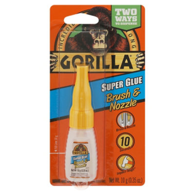 Gorilla Super Glue with Brush & Nozzle Applicator, 10 Gram, Clear