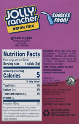 Jolly Rancher Drink Mix Singles To Go Sugar Free Green Apple 6 Count - 0.62 Oz - Image 6