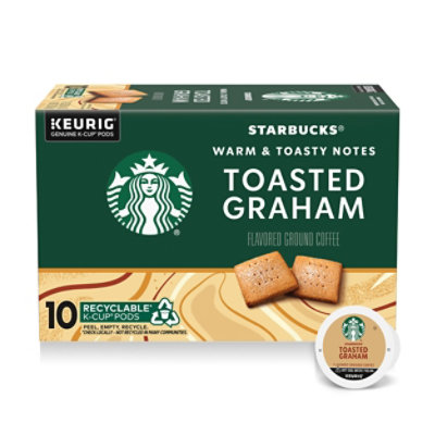 Starbucks 100% Arabica Naturally Flavored Toasted Graham K Cup Coffee Pods Box 10 Count - Each - Image 1