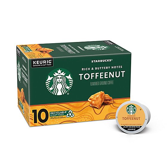 Starbucks Toffeenut Flavored No Artificial Flavors K Cup Coffee Pods Box 10 Count - Each