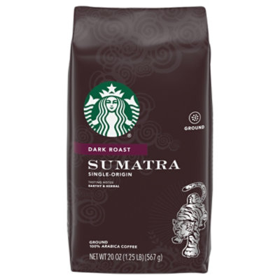 Starbucks Sumatra 100% Arabica Dark Roast Ground Coffee Bag - 20 Oz