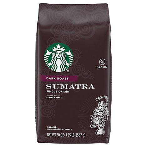 Starbucks Coffee Ground Dark Roast Sumatra Bag - 20 Oz