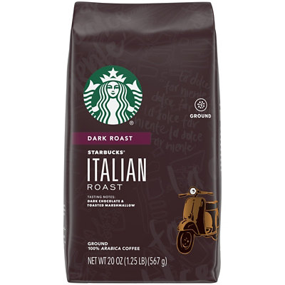  Starbucks Coffee Ground Dark Roast Italian Roast Bag - 20 Oz 
