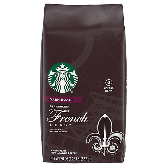 Starbucks French Roast 100% Arabica Dark Roast Whole Bean Coffee Bag - 20 Oz