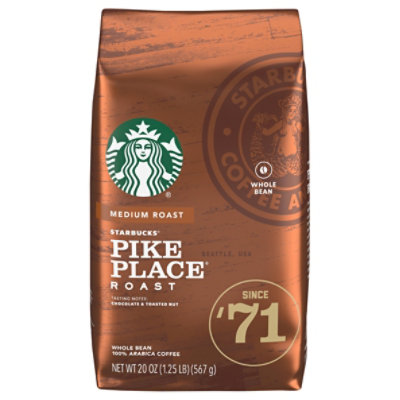 Starbucks Coffee Whole Bean Medium Roast Pike Place Roast Bag Oz Jewel Osco