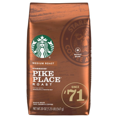 Starbucks Pike Place Roast 100% Arabica Medium Roast Whole Bean Coffee Bag - 20 Oz