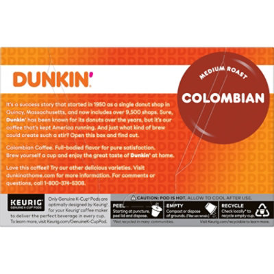 Dunkin’ Colombian Medium Roast Coffee Keurig K-Cup Pods - 10 Count - Image 8