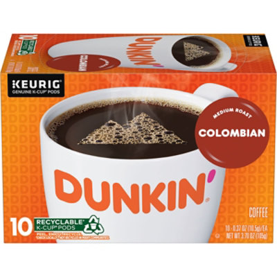 Dunkin Donuts Coffee K-Cup Pods Medium Roast Colombian - 10-0.37 Oz - Image 1