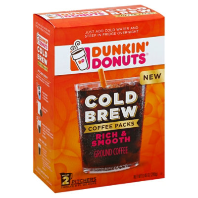  Dunkin Donuts Coffee Ground Cold Brew Coffee Packs Rich & Smooth - 8.46 Oz 
