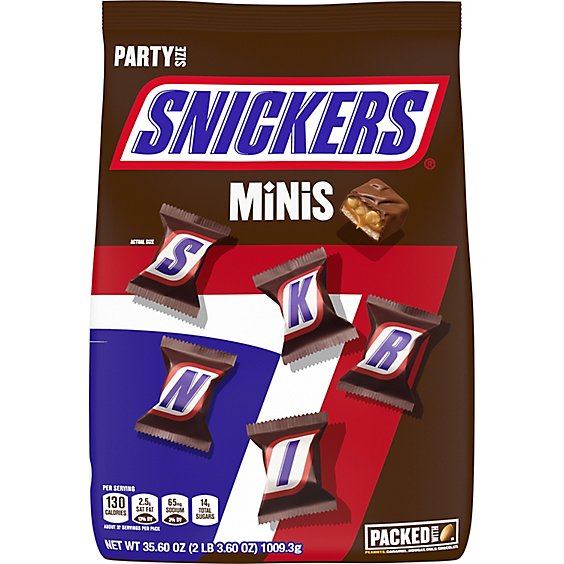 Snickers Minis Size Milk Chocolate Candy Bar Bulk Assortment Bag - 35.6 Oz