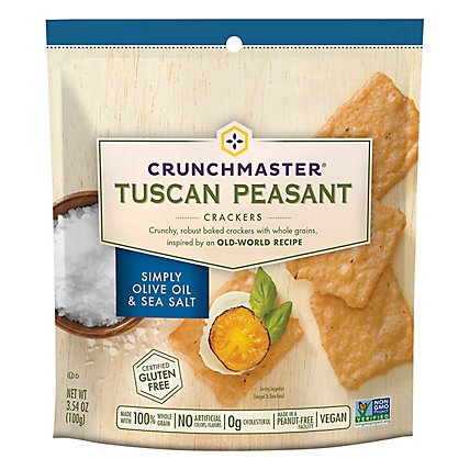 Crunchmaster Crackers Tuscan Peasant Simply Olive Oil & Sea Salt Pouch - 3.54 Oz