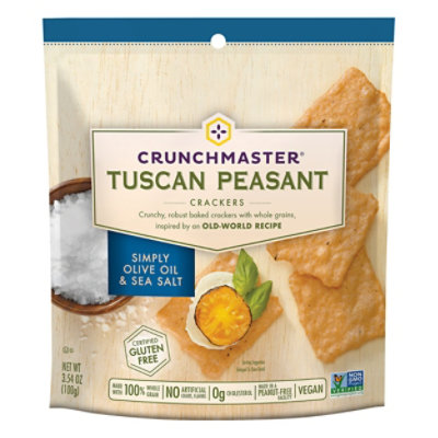 Crunchmaster Crackers Tuscan Peasant Simply Olive Oil & Sea Salt Pouch - 3.54 Oz