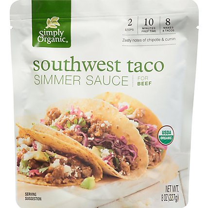 Simply Organic Simmer Sauce for Beef Southwest Taco Pouch - 8 Oz - Image 2