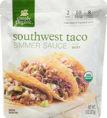 Simply Organic Simmer Sauce for Beef Southwest Taco Pouch - 8 Oz - Image 2