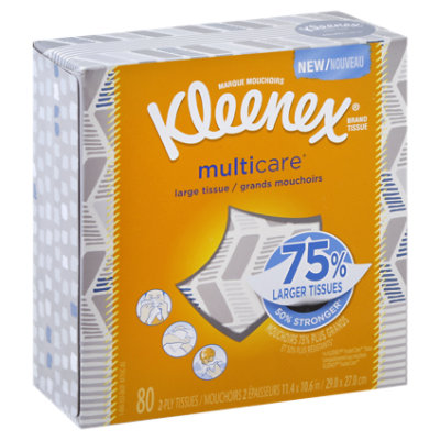 Kleenex Facial Tissue 2Ply White Multicare Large Box 80 Count Albertsons