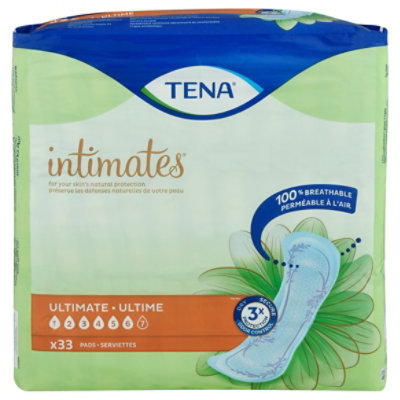 TENA Intimates Ultimate Absorbency Incontinence/Bladder Control Pad,  Regular Length, 99 Count (Packaging May Vary) Ultimate Long 33 Count (Pack  of 3)