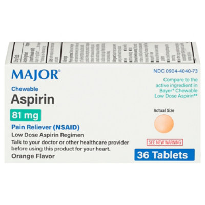 Major Asprin 81 Mg Chewable Tablet - 36 Count - Image 1