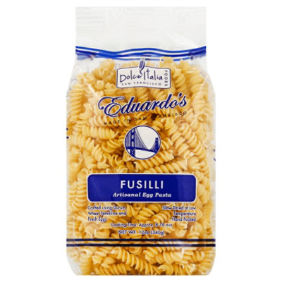 Dolce Italia Foods Eduardos Pasta Artisanal Egg Fusilli - 12 Oz